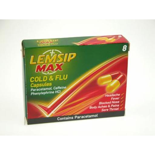 Lemsip Max Cold & Flu Capsules 8 Capsules